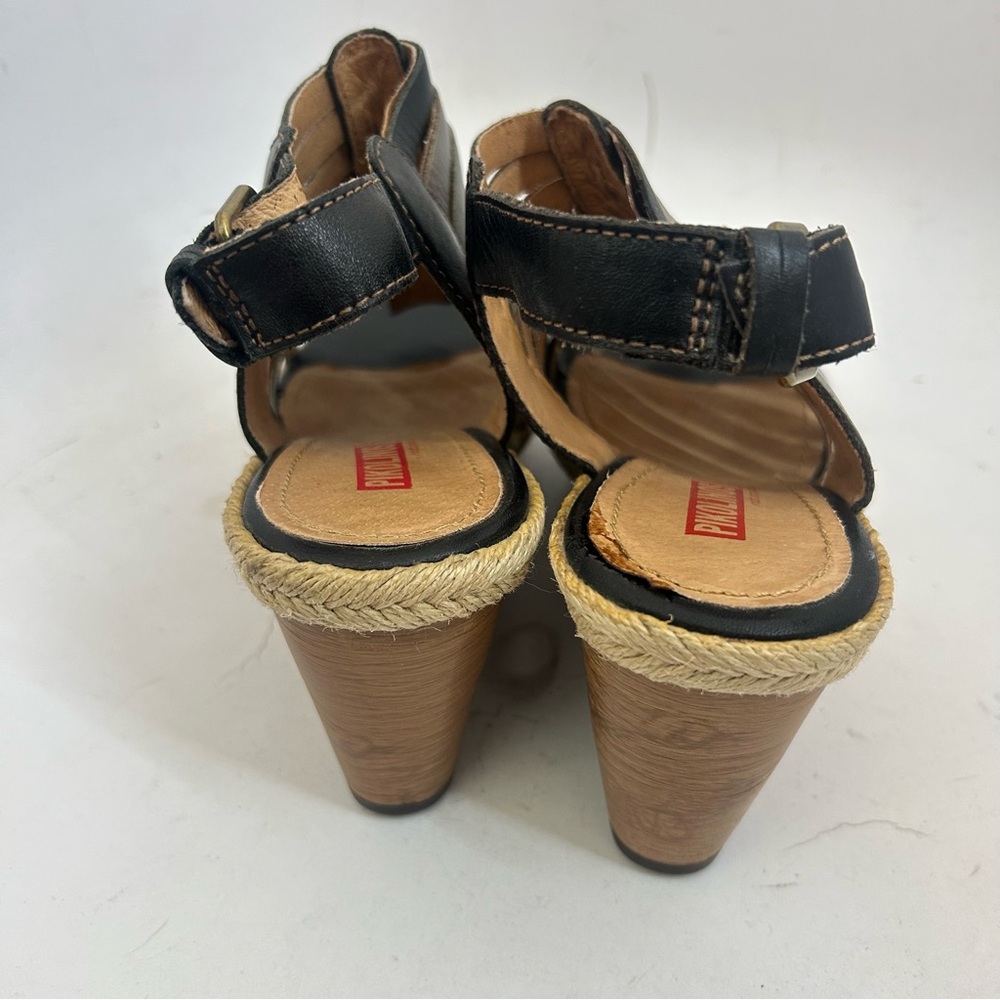 PIKOLONOS Leather Multi-Strap Wedge Sandals 40 us 9 Black Mixed Neutral - Picture 3 of 9